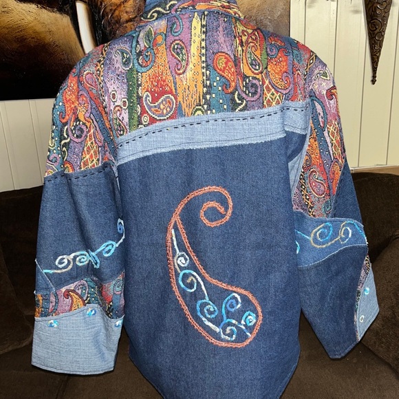Silverstream • Vtg • Denim • Jacket • Embroidery • Paisley • One Size - Picture 13 of 16